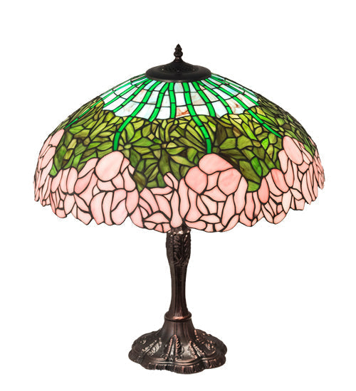 Meyda 26" High Tiffany Cabbage Rose Table Lamp- 232802