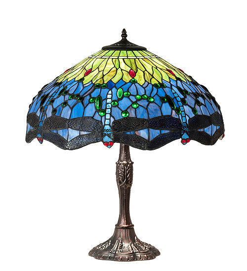 Meyda 26" High Tiffany Hanginghead Dragonfly Table Lamp - 232804