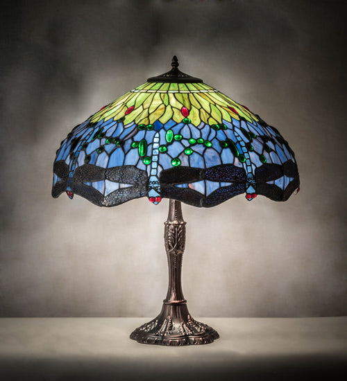 Meyda 26" High Tiffany Hanginghead Dragonfly Table Lamp - 232804