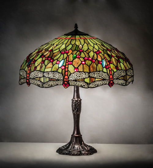 Meyda 26" High Tiffany Hanginghead Dragonfly Table Lamp - 232805