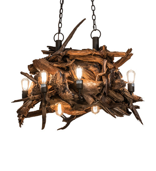 Meyda 36" Long Driftwood 8 Light Chandelier 237292