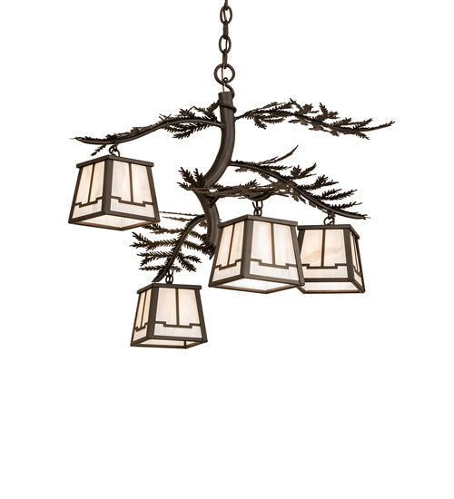 Meyda 26" Wide Pine Branch Valley View 4 Light Chandelier 241046