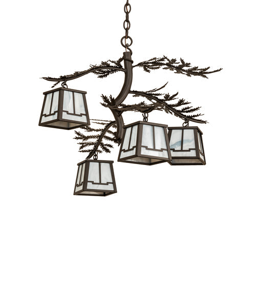 Meyda 26" Wide Pine Branch Valley View 4 Light Chandelier 241046