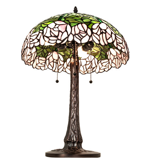 Meyda 22" High Tiffany Cabbage Rose Table Lamp- 242043