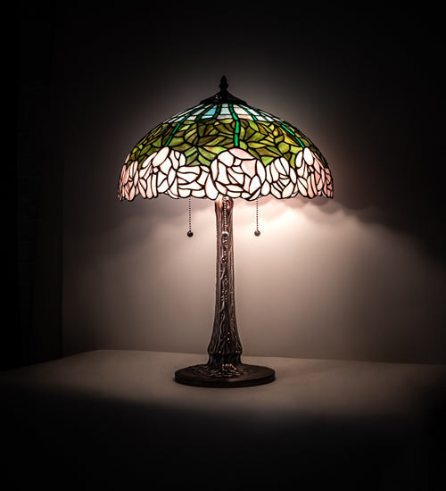 Meyda 22" High Tiffany Cabbage Rose Table Lamp- 242043