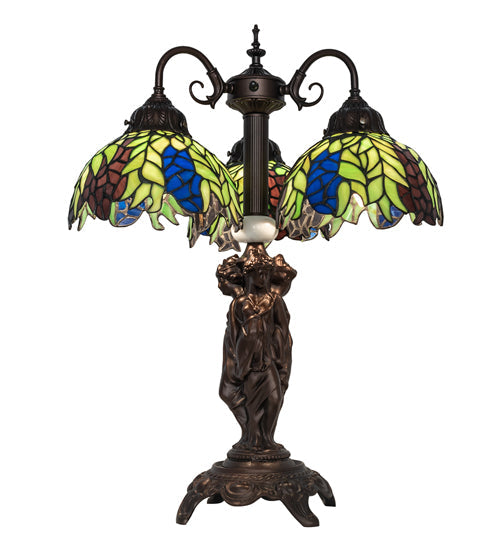 Meyda 23" High Tiffany Honey Locust 3 Light Table Lamp- 245478