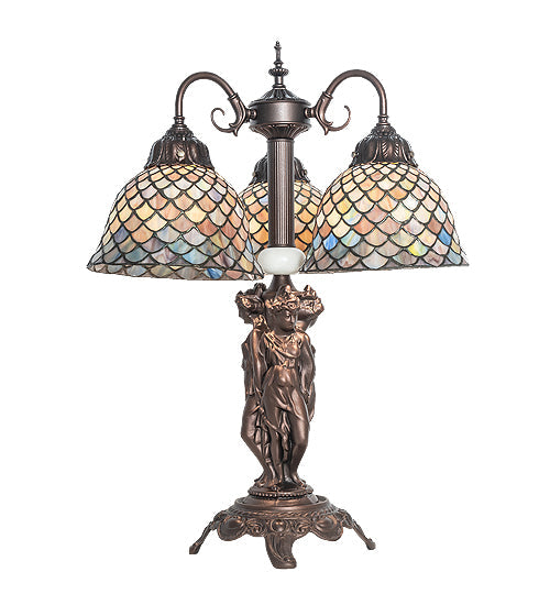 Meyda 23" High Tiffany Fishscale 3 Light Table Lamp - 245479