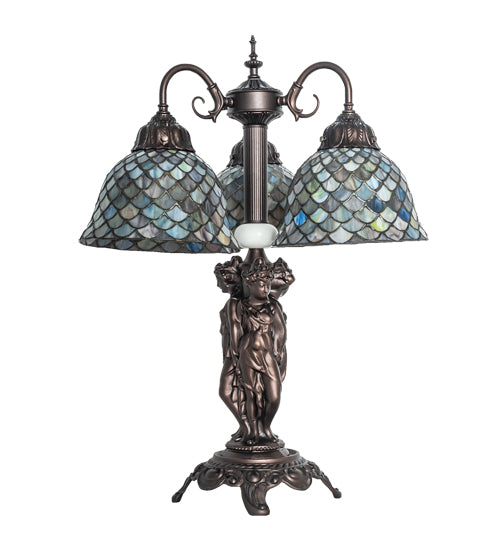 Meyda 23" High Tiffany Fishscale 3 Light Table Lamp - 245479