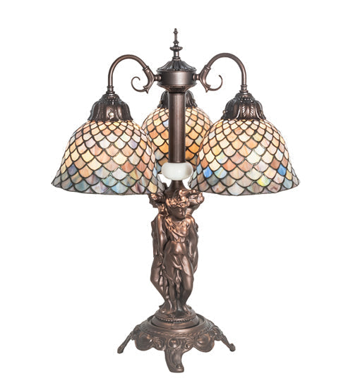 Meyda 23" High Tiffany Fishscale 3 Light Table Lamp - 245479