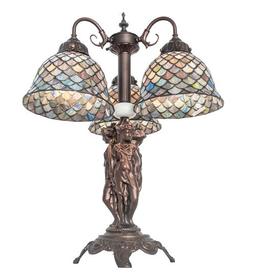 Meyda 23" High Tiffany Fishscale 3 Light Table Lamp - 245479