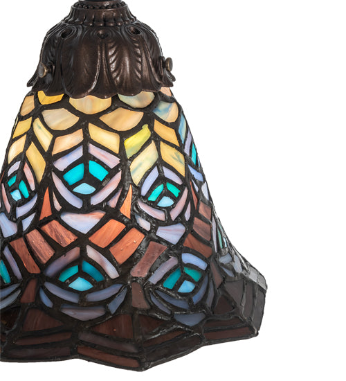 Meyda 23" High Tiffany Peacock Feather 3 Light Table Lamp- 245482