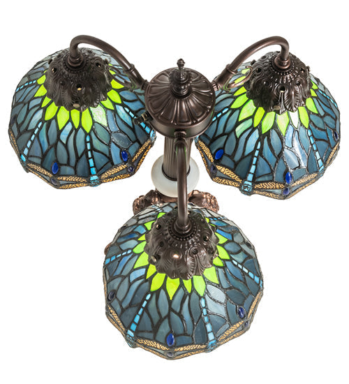 Meyda 23" High Tiffany Hanginghead Dragonfly 3 Light Table Lamp- 245483