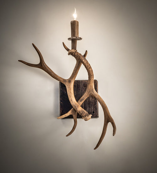 Meyda 14" Wide Antlers Elk & Mule Deer Wall Sconce- 247849