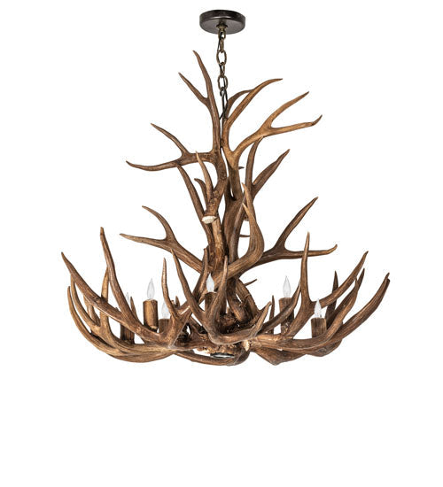 Meyda  34" Wide Antlers Elk & Mule Deer 8 Light Chandelier- 247856