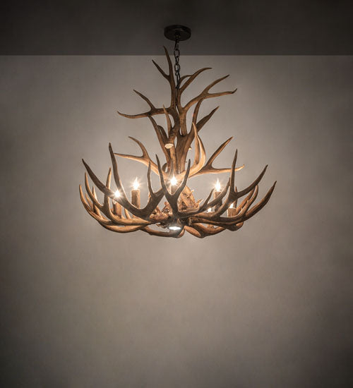 Meyda  34" Wide Antlers Elk & Mule Deer 8 Light Chandelier- 247856