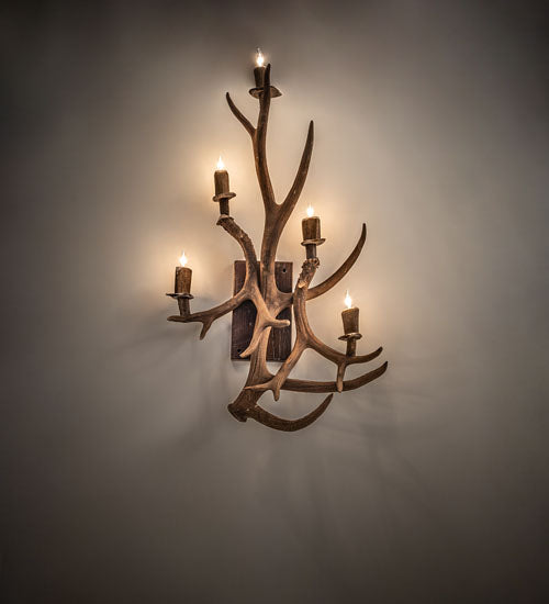 Meyda 21" Wide Antlers Elk & Mule Deer 5 Light Wall Sconce- 247860