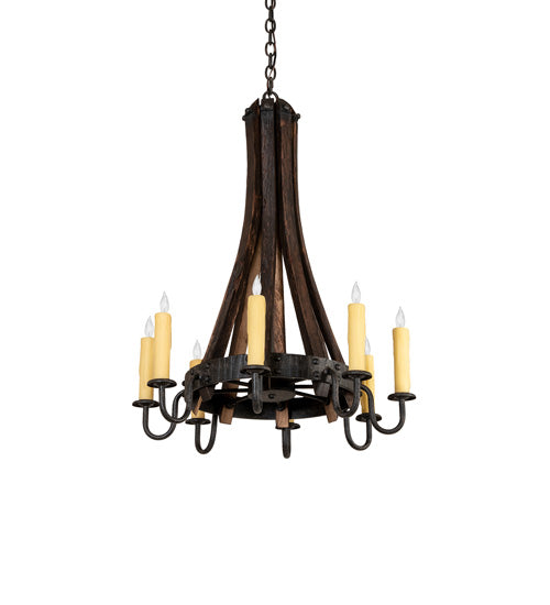 Meyda 24" Wide Barrel Stave Madera 8 Light Chandelier '248830