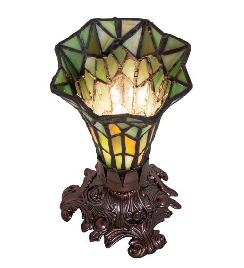 Meyda 8" High Stained Glass Pond Lily Victorian Accent Lamp - 251825