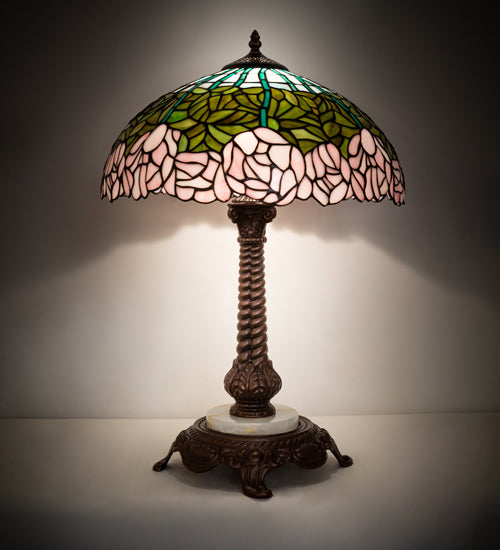 Meyda 23" Wide Tiffany Cabbage Rose Table Lamp- 251964