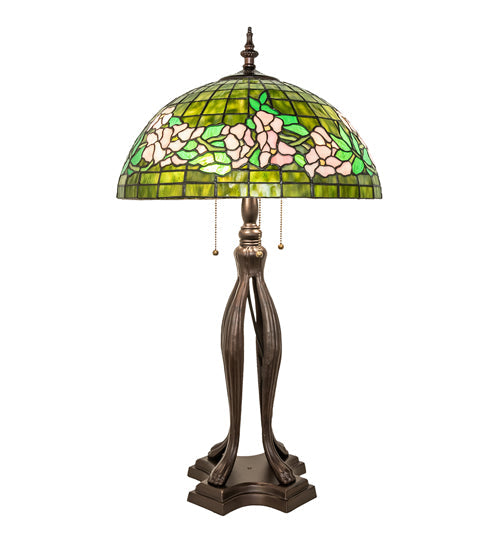 Meyda 33" High Tiffany Banded Dogwood Table Lamp- 253005