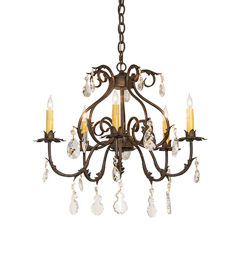 Meyda 24" Wide Chantilly 5 Light Chandelier- 256731