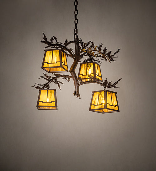 Meyda 28" Wide Pine Branch Valley View 4 Light Chandelier 259449