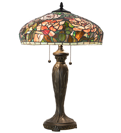 Meyda 26" High Tiffany Peony Table Lamp- 265061