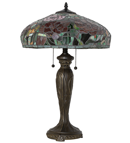 Meyda 26" High Tiffany Peony Table Lamp- 265061