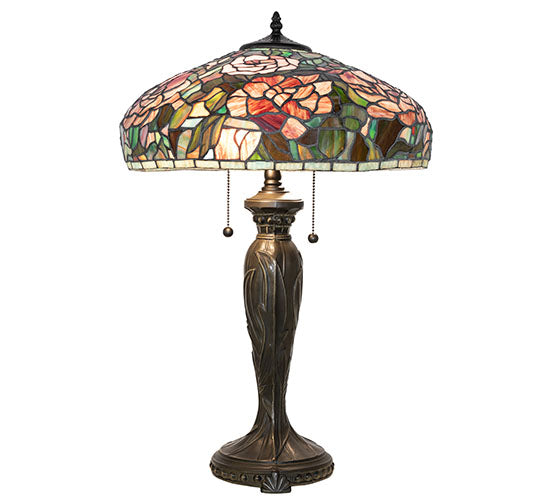 Meyda 26" High Tiffany Peony Table Lamp- 265061