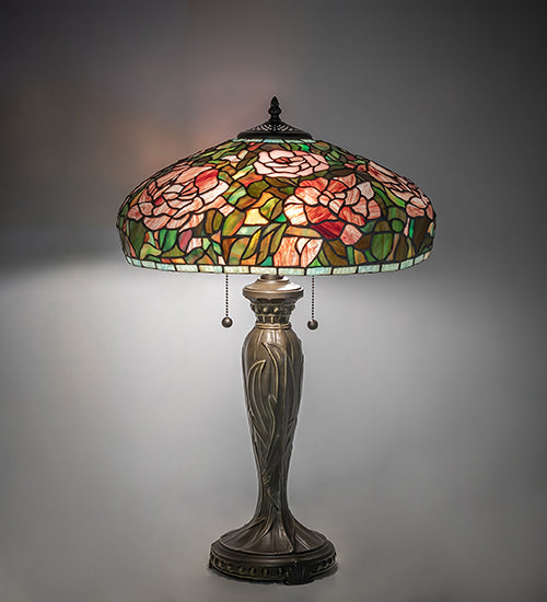 Meyda 26" High Tiffany Peony Table Lamp- 265061