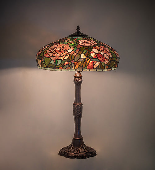 Meyda 26" High Tiffany Peony Table Lamp- 265071