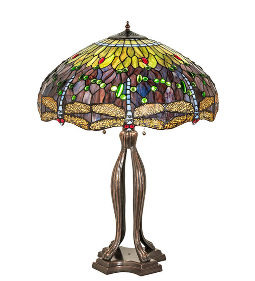 Meyda 33" High Tiffany Hanginghead Dragonfly Table Lamp - 265224