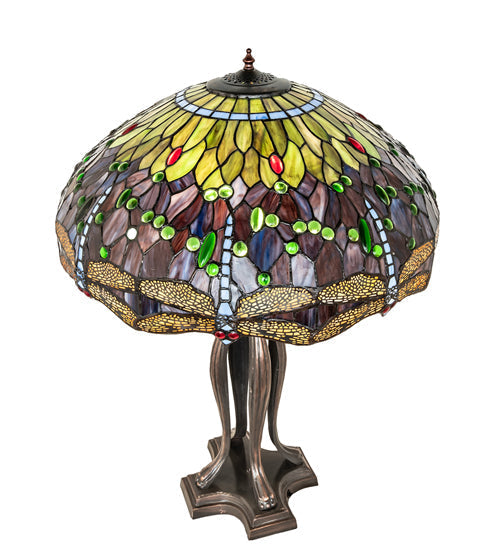 Meyda 33" High Tiffany Hanginghead Dragonfly Table Lamp - 265224