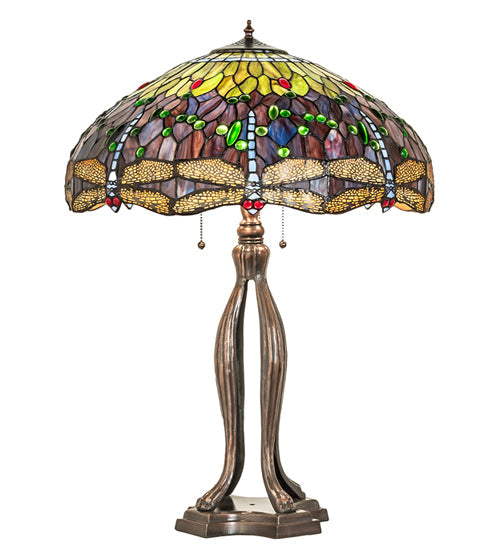 Meyda 33" High Tiffany Hanginghead Dragonfly Table Lamp - 265224