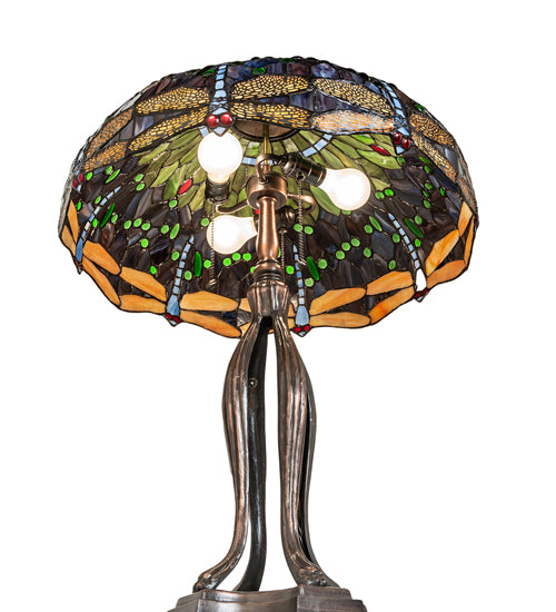 Meyda 33" High Tiffany Hanginghead Dragonfly Table Lamp - 265224