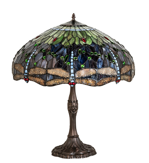 Meyda 26" High Tiffany Hanginghead Dragonfly Table Lamp- 265288