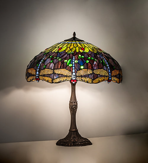 Meyda 26" High Tiffany Hanginghead Dragonfly Table Lamp- 265288