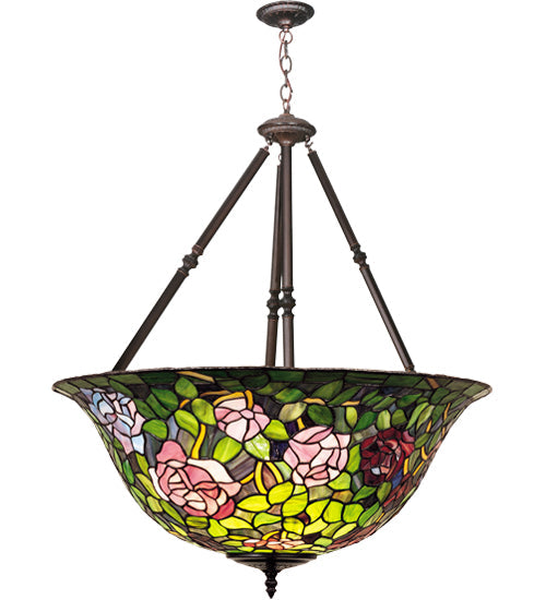 Meyda 38" Wide Tiffany Rosebush Inverted Pendant 26554