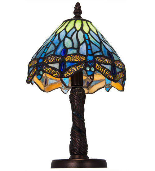 Meyda 12"H Tiffany Hanginghead Dragonfly W/Mosaic Base Mini Lamp - 26617