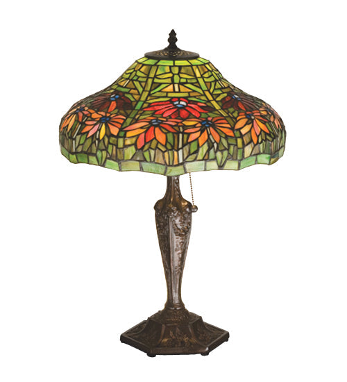 Meyda 22"H Poinsettia Table Lamp 26632