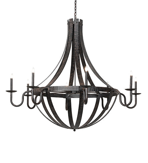 Meyda 60" Wide Barrel Stave Metallo 8 Light Chandelier 266927