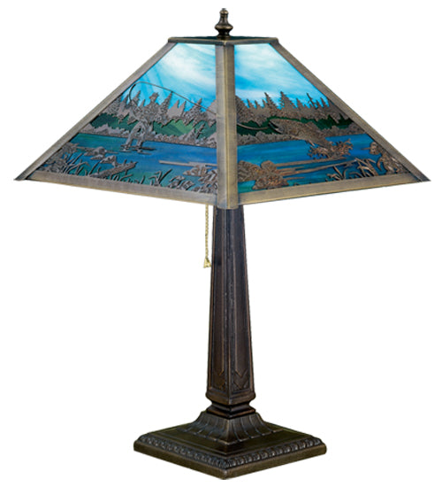 Meyda 21.5"H Fly Fishing Creek Table Lamp 26760