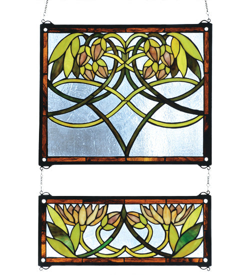 Meyda 21"W X 26"H Waterlily 2 -Piece Stained Glass Window 27233