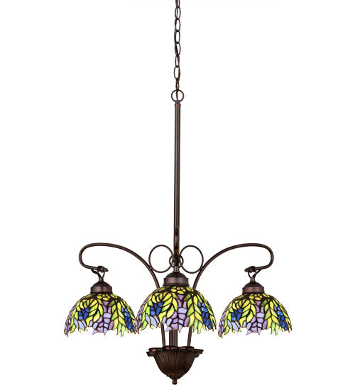 Meyda 30"W Tiffany Honey Locust 3 LT Chandelier 27415