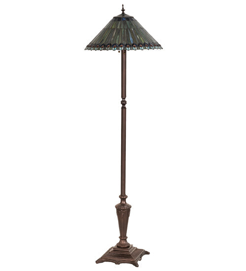 Meyda 64" High Tiffany Jeweled Peacock Floor Lamp '27561