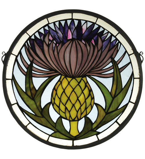 Meyda 17"W X 17"H Thistle Stained Glass Window 28436