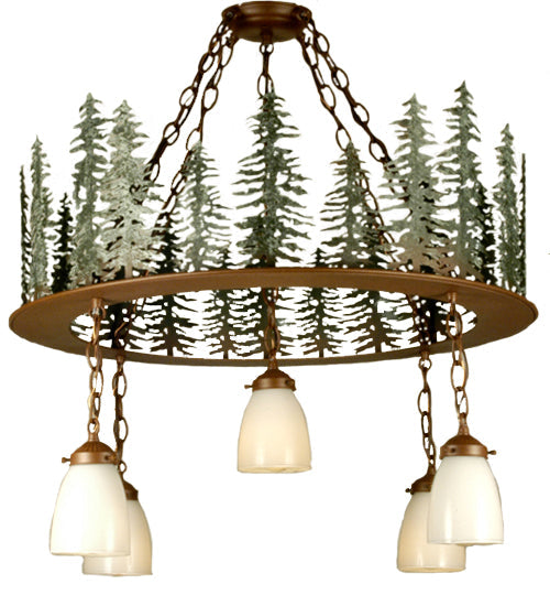 Meyda 28"W Tall Pines 5 LT Chandelier 29557