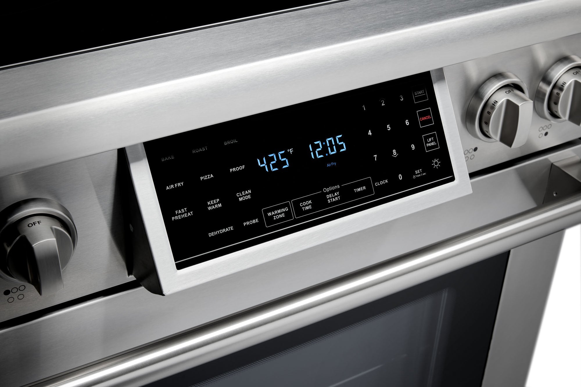 Thor Kitchen 4-Piece Appliance Package - 30-Inch Electric Range with Tilt Panel, Refrigerator with Water Dispenser, Wall Mount Hood, & Dishwasher in Stainless Steel