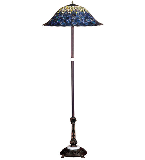 Meyda 60"H Tiffany Peacock Feather Floor Lamp 31104