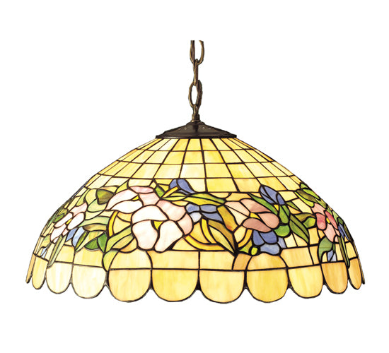 Meyda 20"W Tiffany Pansy Pendant.603 '31137